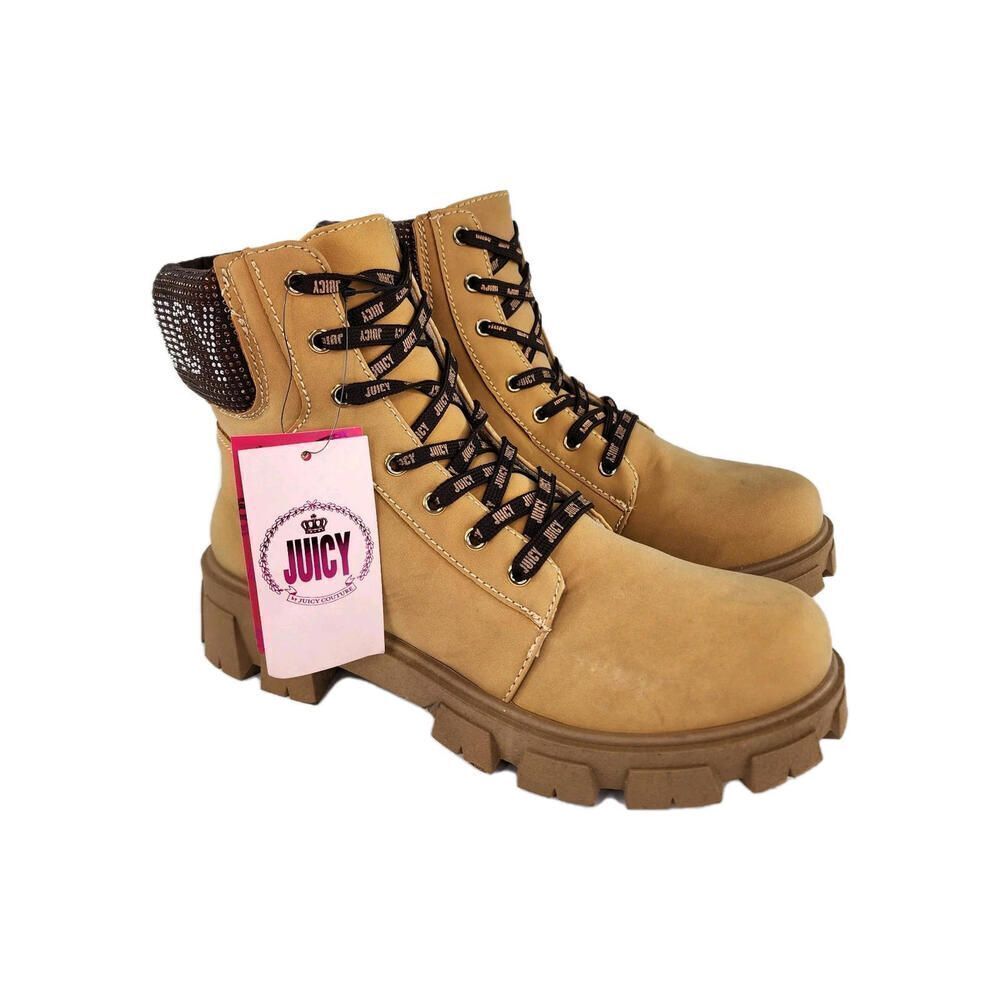 Juicy Couture Jinger Duck Brown Boots US 9.5 M Women's Lace-Up Ankle Boots